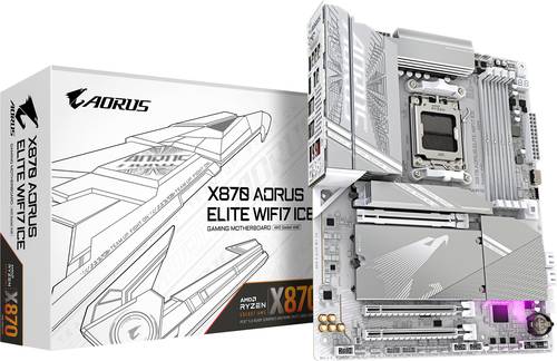 Gigabyte X870A ELITE WF7 ICE AM5 ATX MB Mainboard Sockel (PC) AMD AM5 Formfaktor (Details) ATX Mainboard-Chipsatz AMD X870