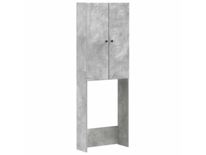 PUGYNBK Badezimmerschrank, Betongrau, 66 x 25,5 x 190 cm Holztechnik, feuchtigkeitsbeständig, wendbare Türen, kompaktes Regal, Handtuchhalter