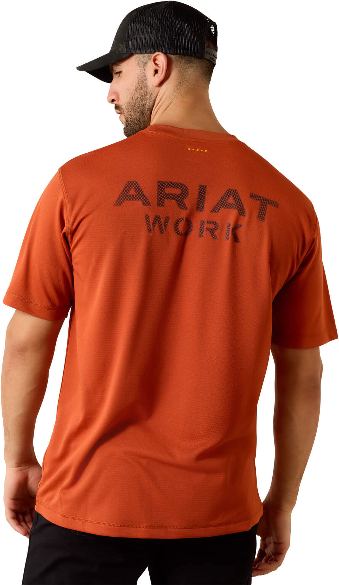 Men's Rebar Heat Fighter Textured Logo T-Shirt in Burnt Brick, Size: 2XL by Ariat