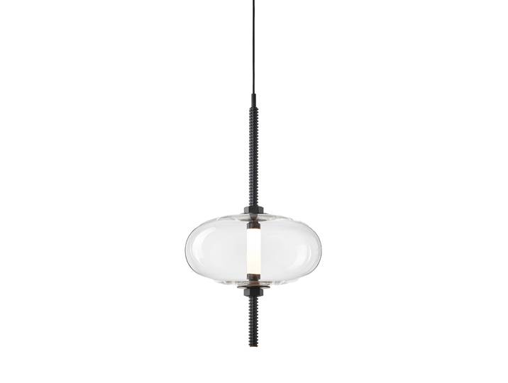 BROKIS lampe à suspension UNDER PRESSURE MOST (Transparent avec finition noire - verre et métal)