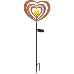 Solarleuchte Gartenleuchte Außenleuchte Metall rostfarben LED Glaskugel H 82 cm