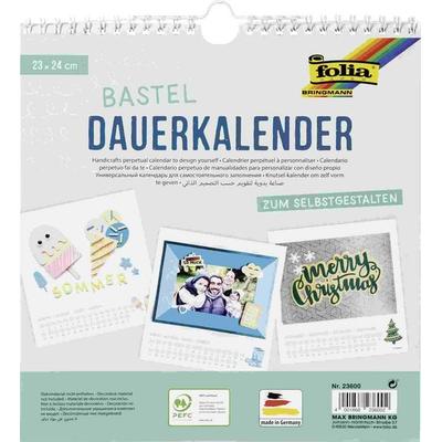 Folia Dauerkalender mit Spiralbindung 220g/m², 23x24cm, Papier weiß, Druck schwarz