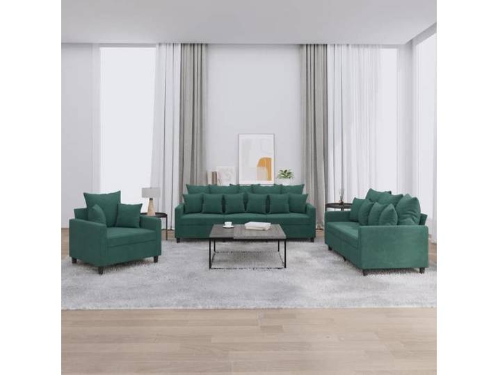 Ensemble de canapés Vert Foncé en Velours