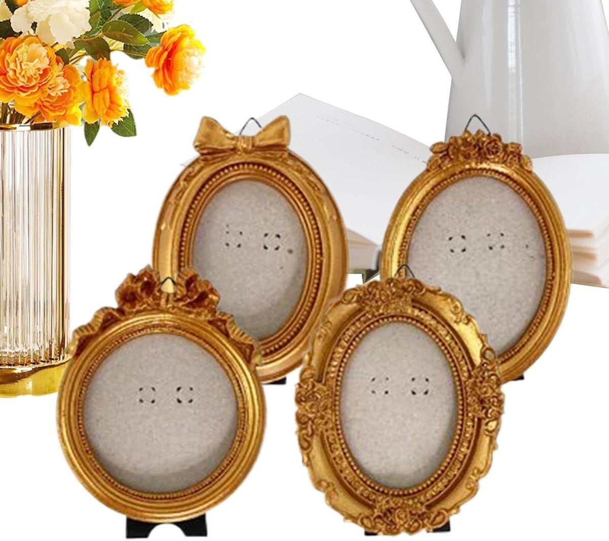 Set van 4 vintage fotolijstjes van hars in antieke stijl