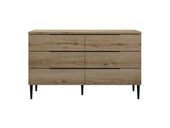 Commode 6 tiroirs finition mat en effet bois chêne effet bois