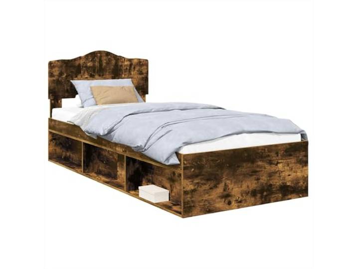 HMDNGOUT Bettrahmen Geräucherte Eiche 75 x 190 cm Massives Kiefernholz Bettgestell mit Kopfteil