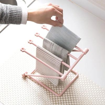Uplift Picks Foldable Kitchen Towel Rack Vertical Dish Cloth Drying Stand For Countertops pink