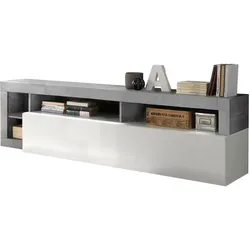 Lowboard HOME AFFAIRE "Hamburg, TV-Bank", weiß (weiß, beton, optik), B:210cm H:58cm T:42cm, Sideboards, Lowboard, Breite 210 cm