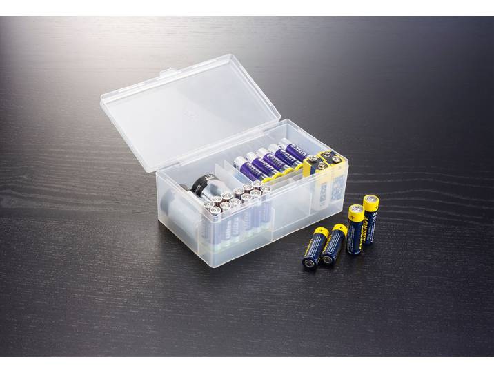 Batteriebox RUCO, weiß (weiß, transparent), B:16cm H:7cm T:12,5cm, Polypropylen (PP), Aufbewahrungsboxen, Batteriebox, Polypropylen