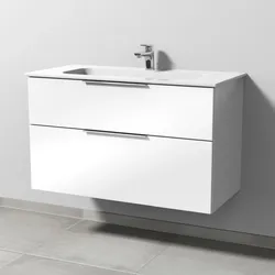 Sanipa 3way Waschtisch-Set mit Keramik-Waschtisch Design und Unterbau, Weiß-Glanz, UF48178 UF48178