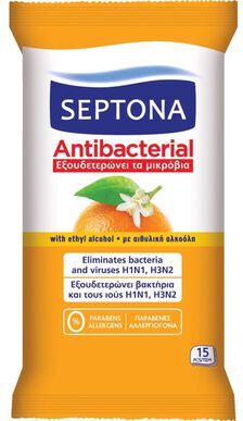 Septona Toalhitas Antibacterianas de Laranja 15 un
