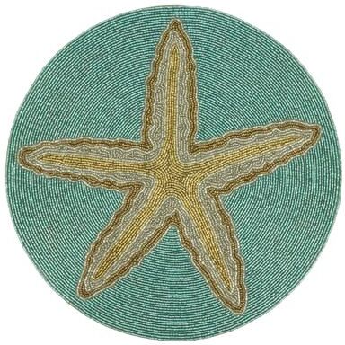 Saro Lifestyle "Starfish Beaded Design Table Placemats (Set of 4) - 15"""