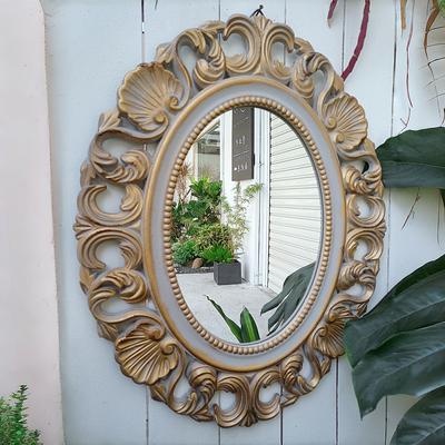 Fusion Finds French Wall Mirror Vintage Decorative Ornate Relief Accent For Home & Garden a Gold