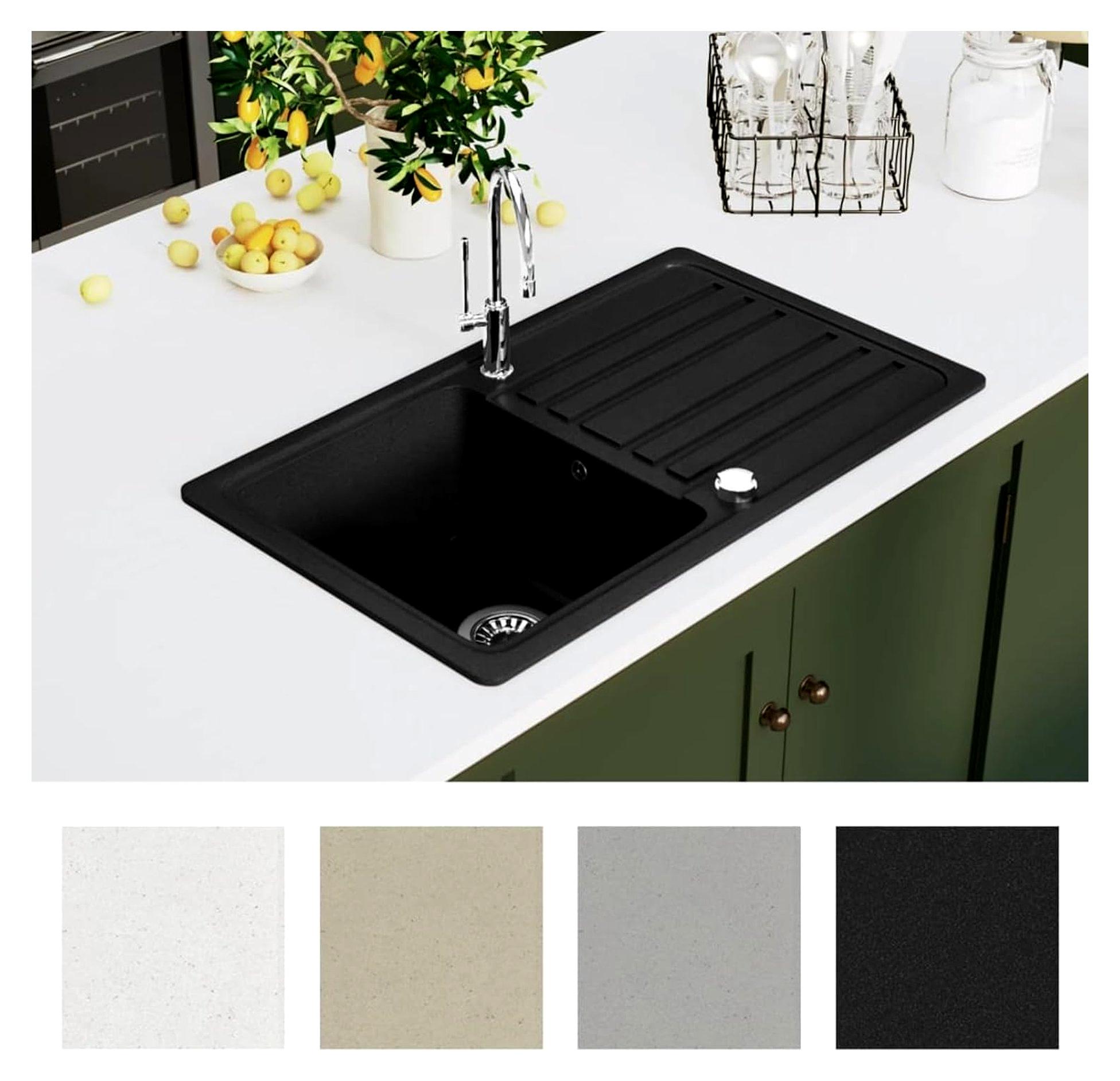 Reversible Granitspüle mit Abtropffläche Schwarz