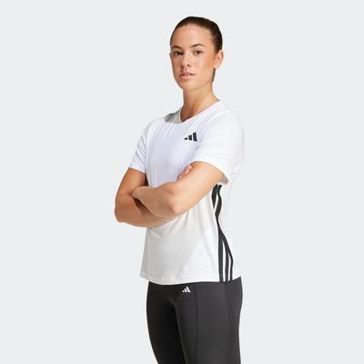 T-Shirt ADIDAS PERFORMANCE "TRAIN ESSENTIALS 3-STREIFEN WORKOUT", Damen, Gr. L, schwarz-weiß (weiß, schwarz), Obermaterial: 93% Polyester, 7% Elasthan, Shirts T-Shirt, sportlicher Stil, für Sport, Alltag und Freizeit