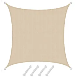 UV Sonnensegel 2x2 m HDPE Quadrat Sonnenschutz Überdachung Garten Balkon Beige
