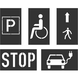 Durable Sprühschablone 114700 Duraline Parkplatz, aus Folie, verschiedene Schablonen, wiederverwendbar, 5 Stück