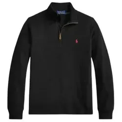 Polo Ralph Lauren für Jungen. 323B28079005 Estate-Rib-Pullover mit Reißverschluss schwarz ((M) 8/9años= 140/149cm), Lässig, Baumwolle, Langa
