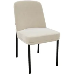 OKWISH Esszimmerstuhl 4er Set Samt Beige 82x53x43 cm mit dick gepolsterter Sitzfläche, schwarzem Metallgestell, modern minimalistisches Design
