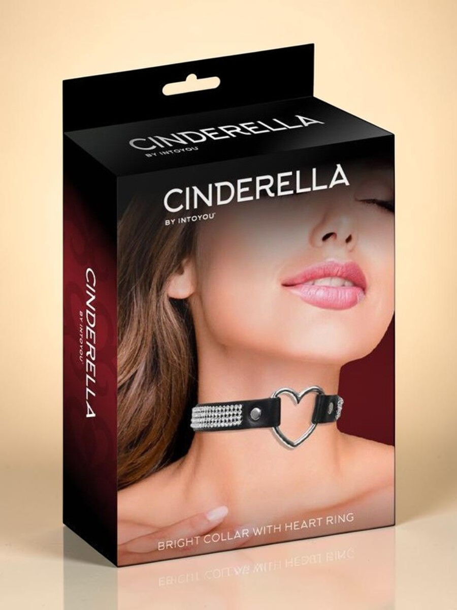 CINDERELLA Collier choker en cuir vegan avec cœur et strass