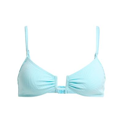 Bandeau-Bikini-Top ROXY "Roxy Palm Dreams Bralette", Damen, Gr. L, blau (tanager turquoise), Obermaterial: 92% Polyester, 8% Elasthan., Bikini-Oberteile