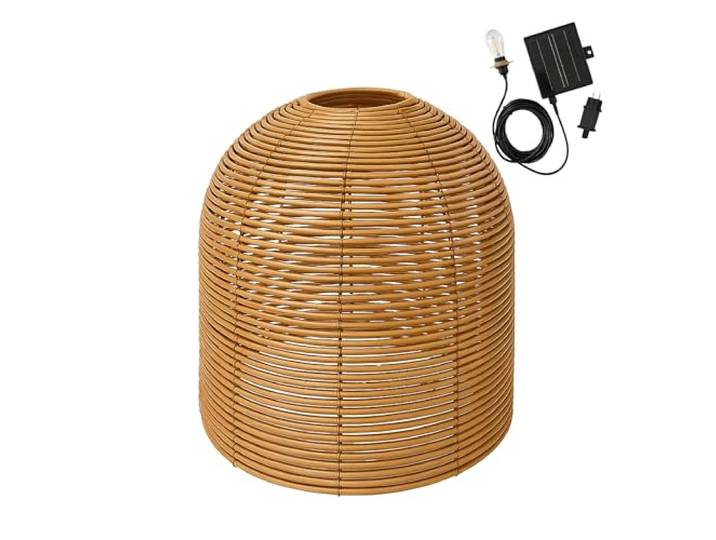 Suspension solaire HANG BOHEME SOLAR en poly rotin avec câble hybride secteur et solaire 5m de longueur