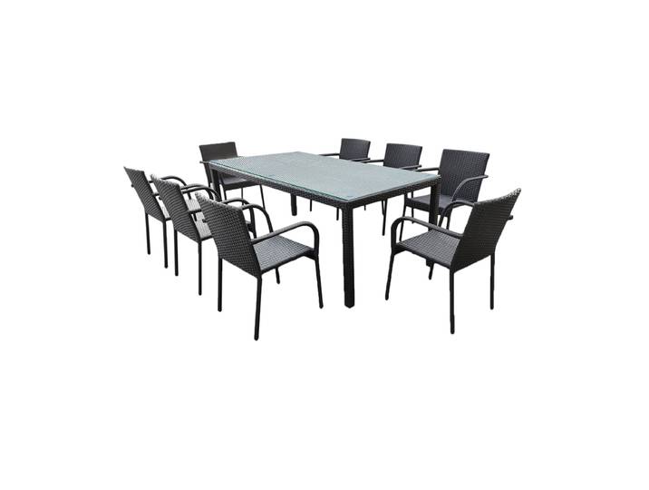 Ensemble table et chaises de jardin 8 personnes Rio Noir