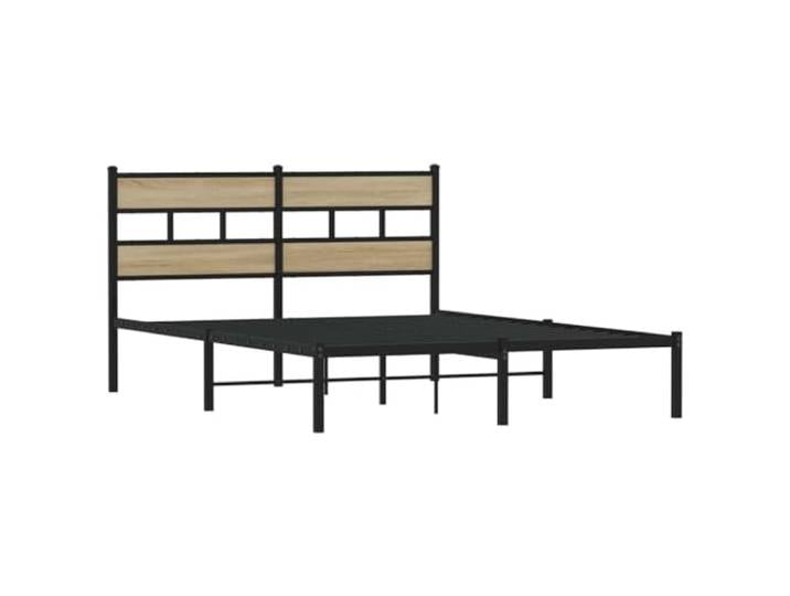KTHLBRH Bettgestell aus Metall, Eiche Sonoma, 140 x 190 cm Mit Kopfteil, Lattenrost inklusive, Stauraum unten, Schwarz oder Sonoma-Eiche