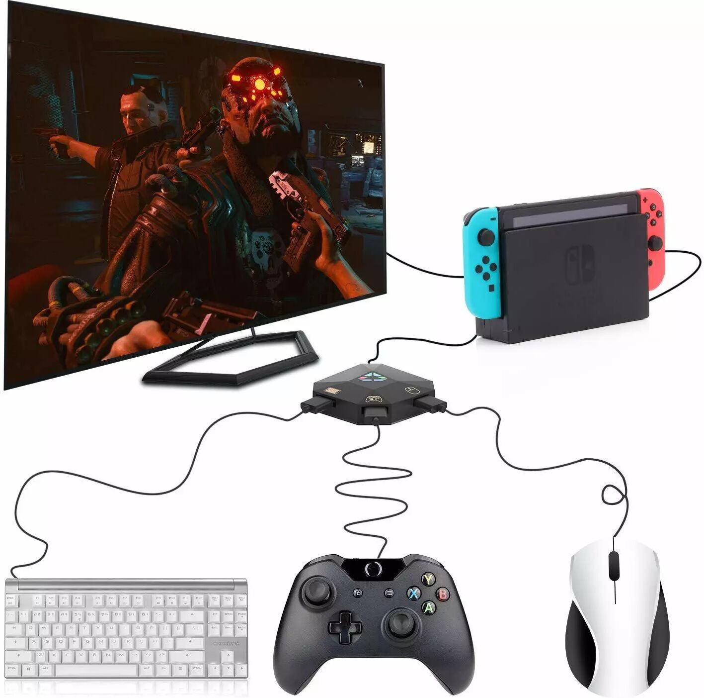 INF Maus Tastatur Konverter für Nintendo Switch/PS3/PS4/Xbox One/Xbox 360, Tastatur Maus adapter für Konsole