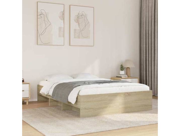 Cadre chêne sonoma 140x200 cm sans matelas imitation bois chaleureuse cadre double polyvalent couples et familles quotidien