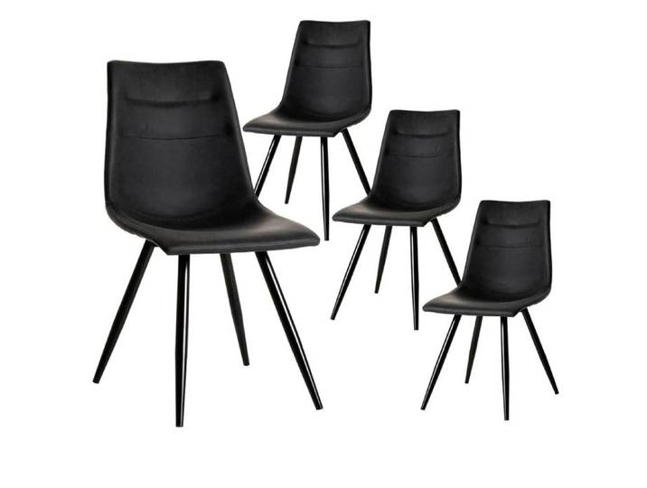 KORA - Lot de 4 Chaises Simili Cuir Noir