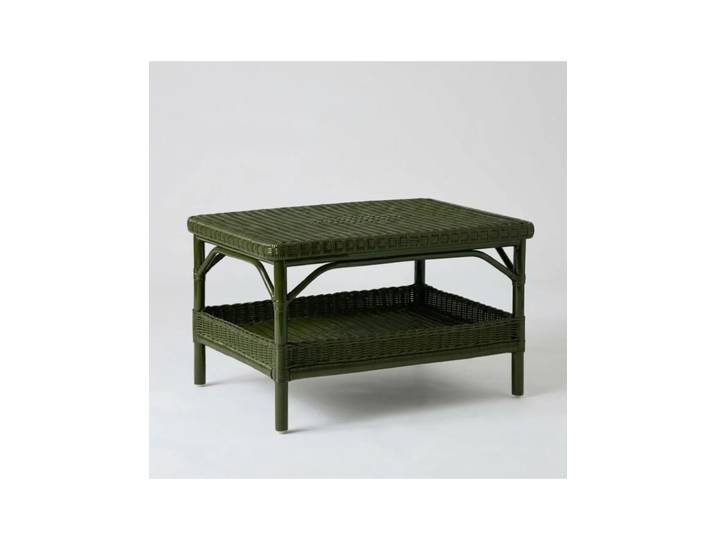 Table basse rectangulaire rotin laqué vert bronze