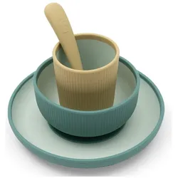 Jollein, Kindergeschirr + Kinderbesteck, Kinder Geschirrset Silikon - Jade Shades