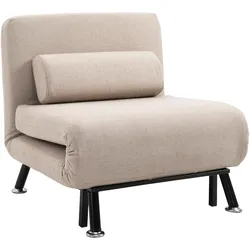 SCHLAFSESSEL, Klappsessel mit Bettfunktion, Rückenkissen, für Wohnzimmer, Beige