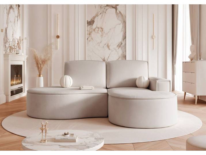 yourhouse24 Ecksofa Kompakte Design-Couch SOFIA L – Organischer Look & Bonell-Federung