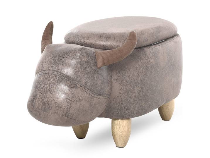 ComfortXL Pouf De-16365 mit Stauraum und Tierkopf-Design Braun, 35x36x62 cm, Wohnzimmer, Sessel, Hocker & Hockerbänke, Poufs