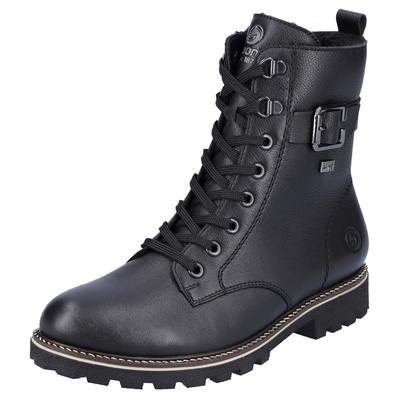 Winterboots REMONTE, Damen, Gr. 44, Schurwolle, schwarz, Leder, Schuhe Winterboots, Blockabsatz, Schnürboots, Outdoorschuh mit Zierschnalle, Topseller
