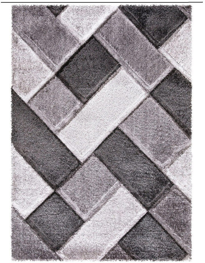 Ebern Designs Rectangle Geometric and Geometric Shapes Shag Grey Rectangle 120 x 170 cm