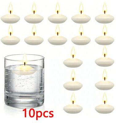 Quick Pick Pro Floating Candles, Unscented Disc Candles For Weddings, Valentines Day, Bathtub Decor, Romantic Party Centerpiece 10pcs White