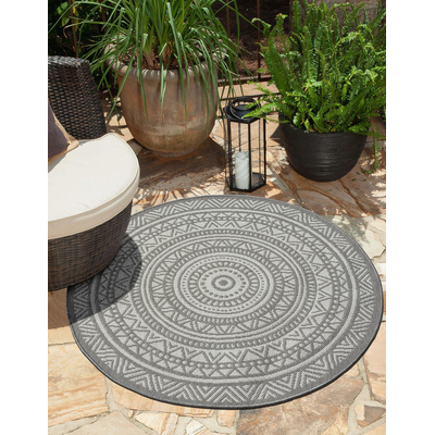 Teppich THE CARPET "Mistra", grau, H:1mm Ø:120cm, Polypropylen, Teppiche, Teppich