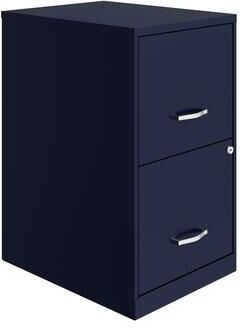 Space Solutions 18in. 2 Drawer Metal File Cabinet, Navy
