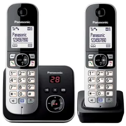 Panasonic Schnurloses Telefon-Set mit Anrufbeantworter KX-TG6822GB schwarz-silber
