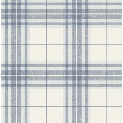 Chesapeake Cabin Check Blue Plaid Wallpaper
