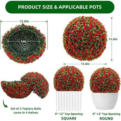 YUN Set of 2 UV-Resistant Artificial Boxwood Topiary Balls