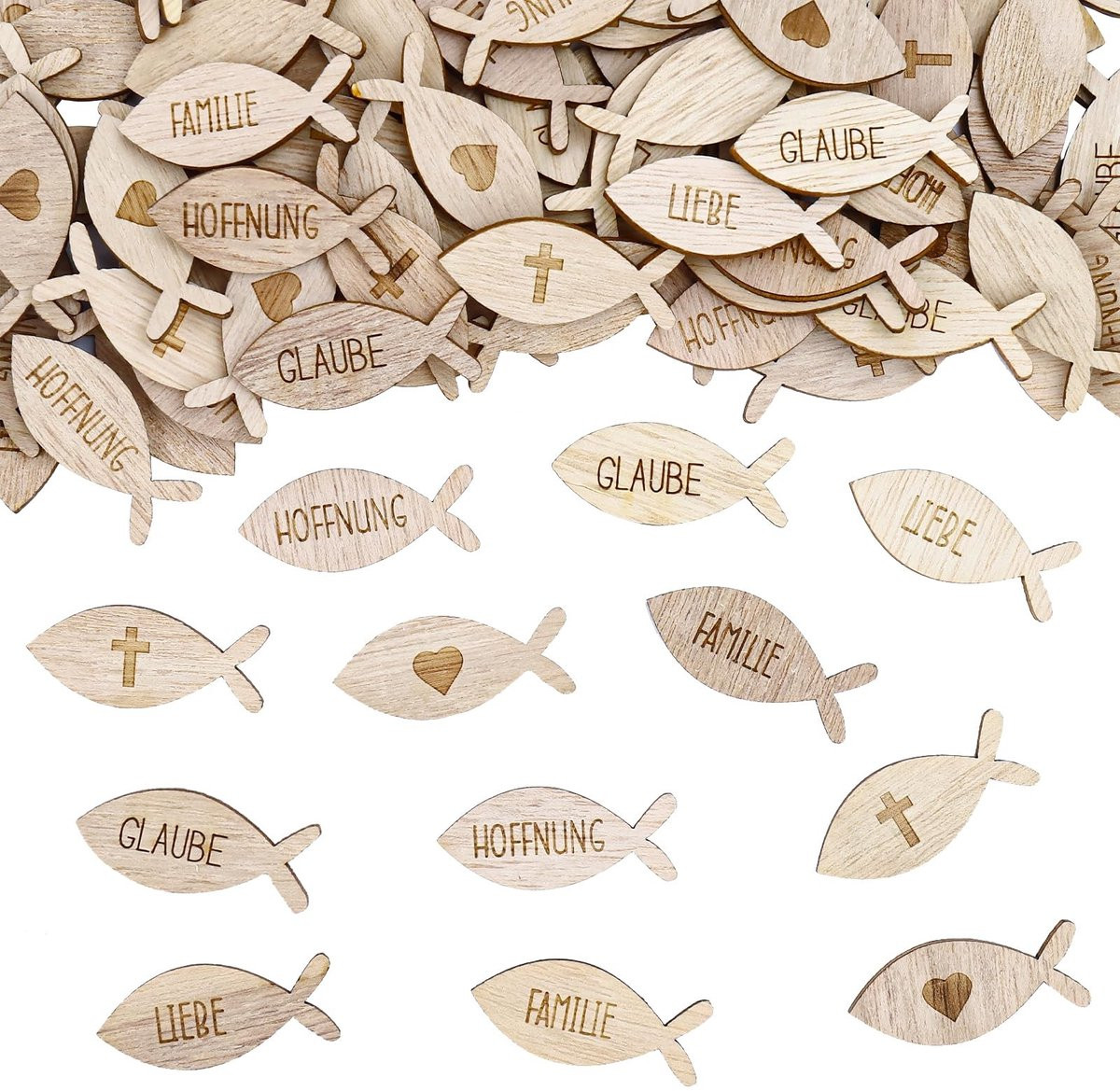 100 stuks Houten Vissen Decoratie Bruin - Creatieve Tafeldecoratie voor Doop en Religieuze Gelegenheden