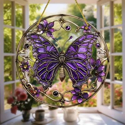 Uplift Essentials Butterfly Stained Glass Style Suncatcher Vibrant Acrylic Wall Art For Home & Garden Decor style 10