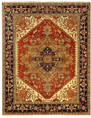 Exquisite Rugs Antique Weave Serapi hand-knotted New Zealand Wool Rust/Navy Area Rug - 12' x 18'