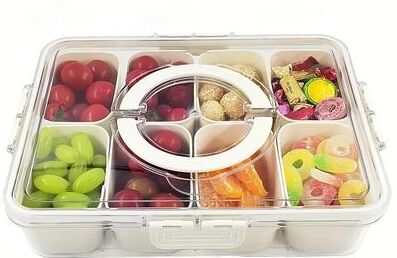 Inspired Finds Divided Rotating Snack Serving Tray With Lid And Handle large 8 Grids