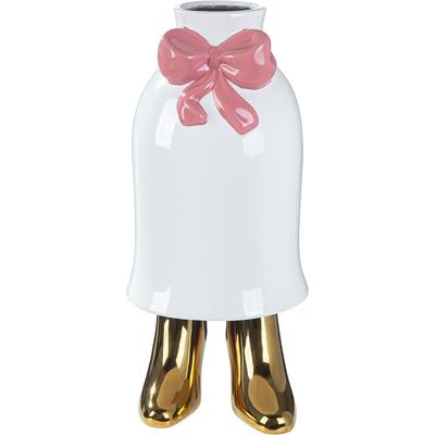 Tischvase GILDE "Vase Frau Mrs. weiß H. 36 cm", weiß, B:17cm H:36cm T:15cm, Keramik, Vasen, Vase, Mrs., Gesichtsvase, verspielt, feminin, Geschenkidee