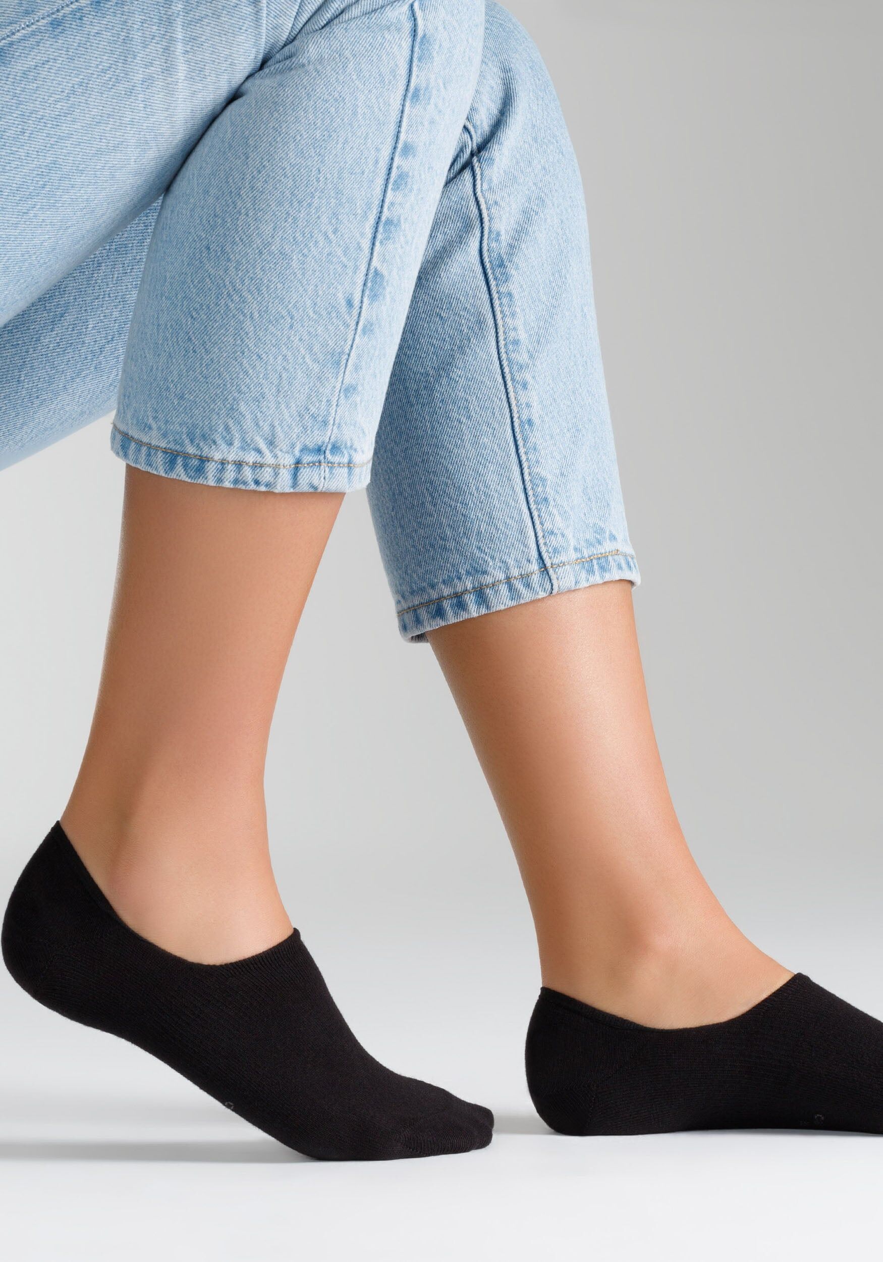 Füßlinge CAMANO "comfort", Damen, Gr. 43-46, schwarz, Baumwollmischung, unifarben, elastisch, Socken Füßlinge, mit verstärkter Ferse für Langlebigkeit